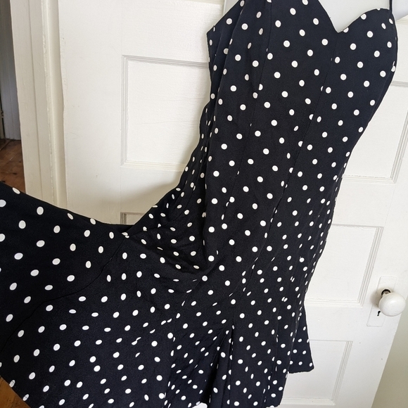 Roberta VINTAGE FLARED HEM COCKTAIL POLKA DOT STRAPPY DRESS SIZE 9/10 - Picture 5 of 16
